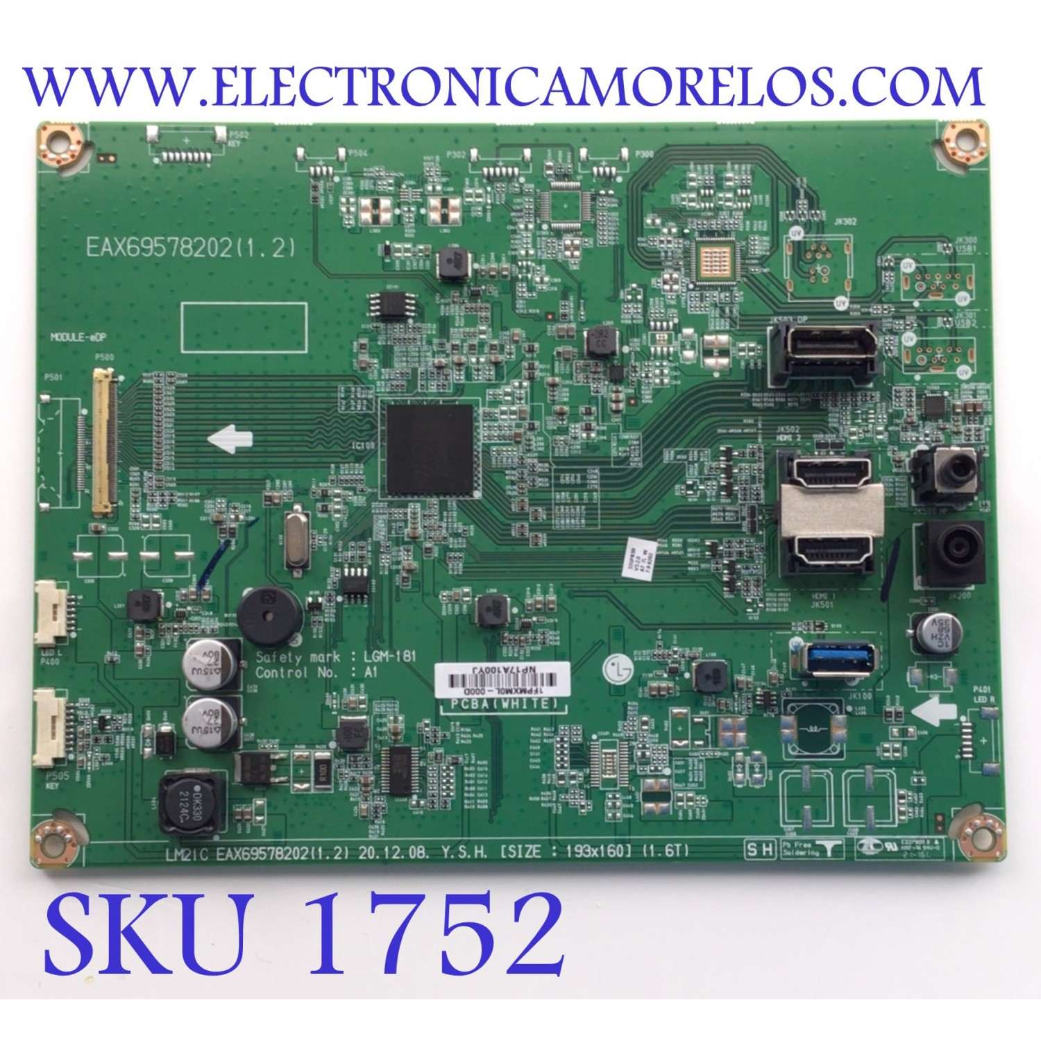 MAIN PARA MONITOR LG / NUMERO DE PARTE EAX69578202(1.2) / LGM-181 / NP17A100YJ / PANEL LM315WQ1 (SS)(A1) / MODELO 32GP83B-BB.AUSOMKM